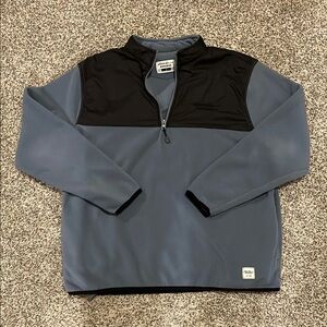 Men’s Eddie Bauer blue and black workwear quarter-zip jacket